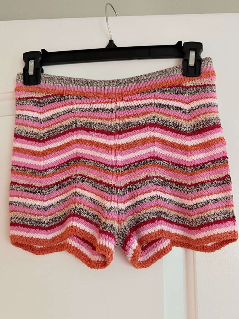 Free People Striped Knit Shorts in Pink, Orange & Brown